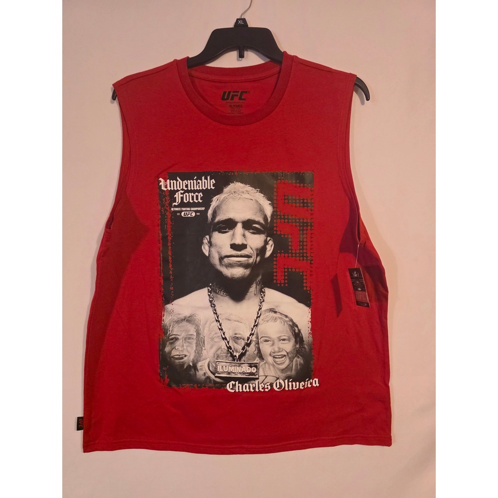UFC Charles Oliveira Undeniable Force Red Sleeveless Graphic Tee XL NWT